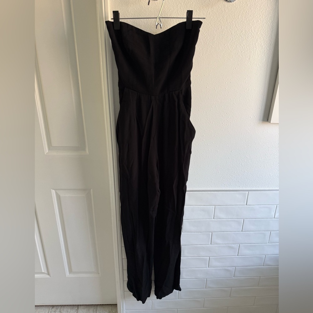 Reformation Leia Black Strapless Jumpsuit Size Small